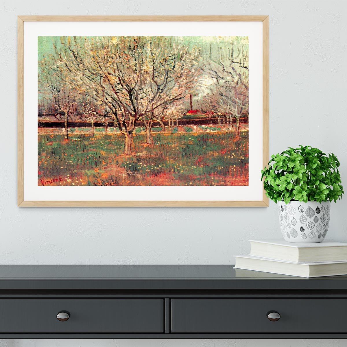 Orchard in Blossom Plum Trees by Van Gogh Framed Print - Canvas Art Rocks - 3