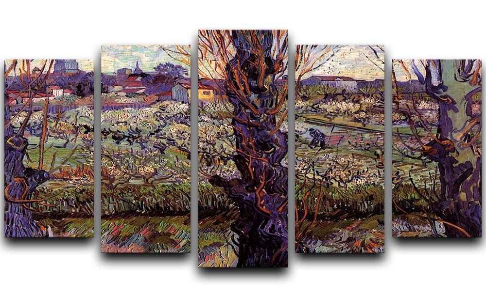 Orchard in Blossom with View of Arles by Van Gogh 5 Split Panel Canvas  - Canvas Art Rocks - 1
