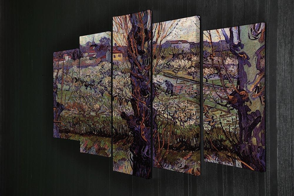 Orchard in Blossom with View of Arles by Van Gogh 5 Split Panel Canvas - Canvas Art Rocks - 2
