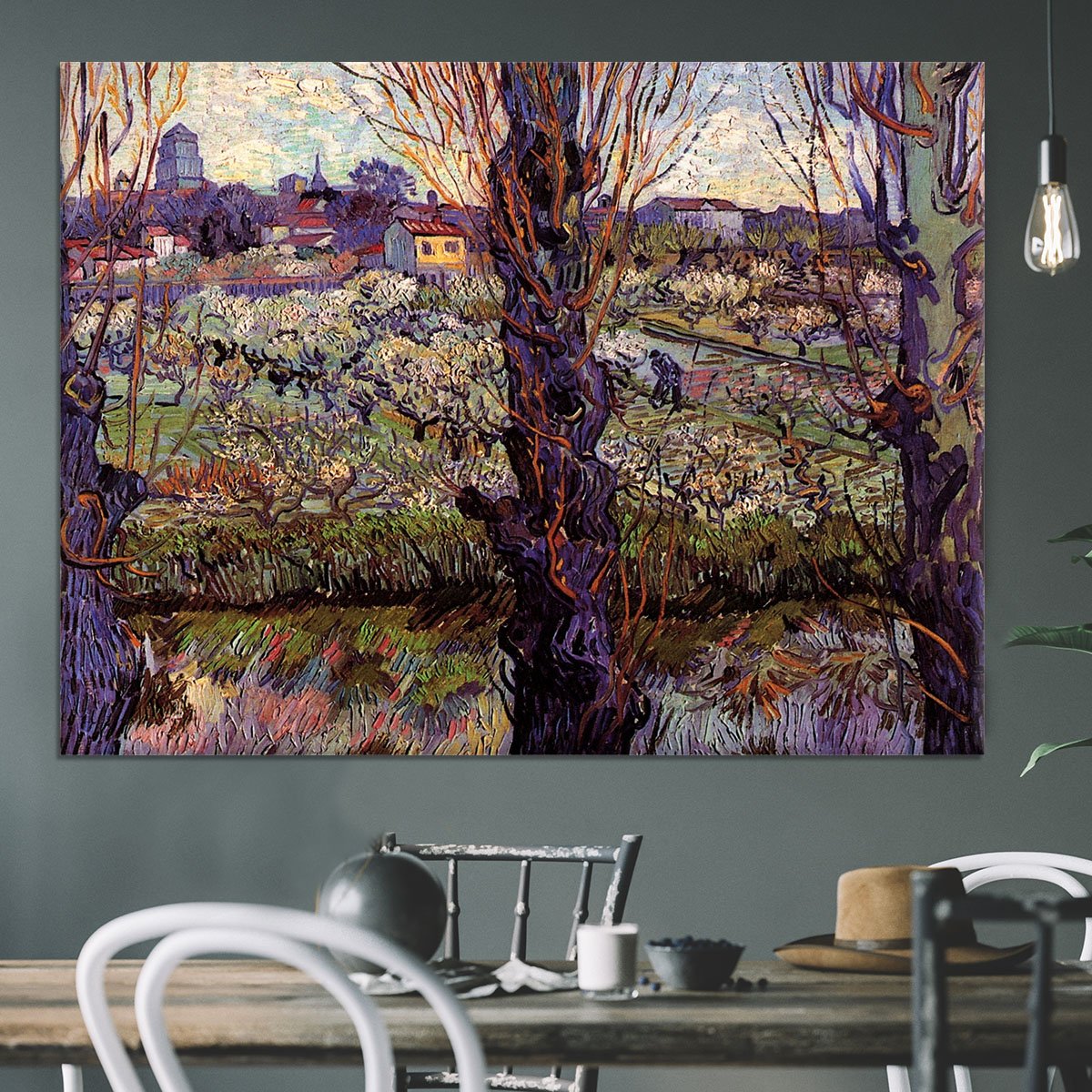 Orchard in Blossom with View of Arles by Van Gogh Canvas Print or Poster