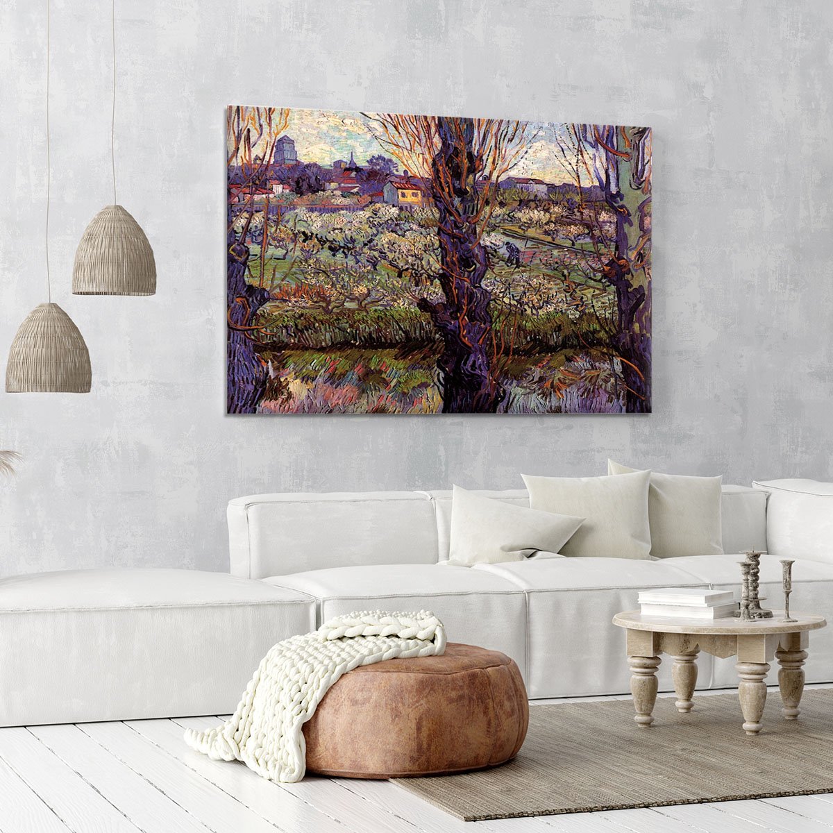 Orchard in Blossom with View of Arles by Van Gogh Canvas Print or Poster