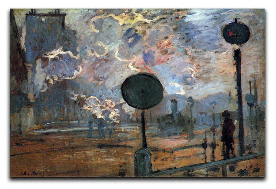 Outside the station Saint Lazare The signal by Monet Canvas Print & Poster  - Canvas Art Rocks - 1