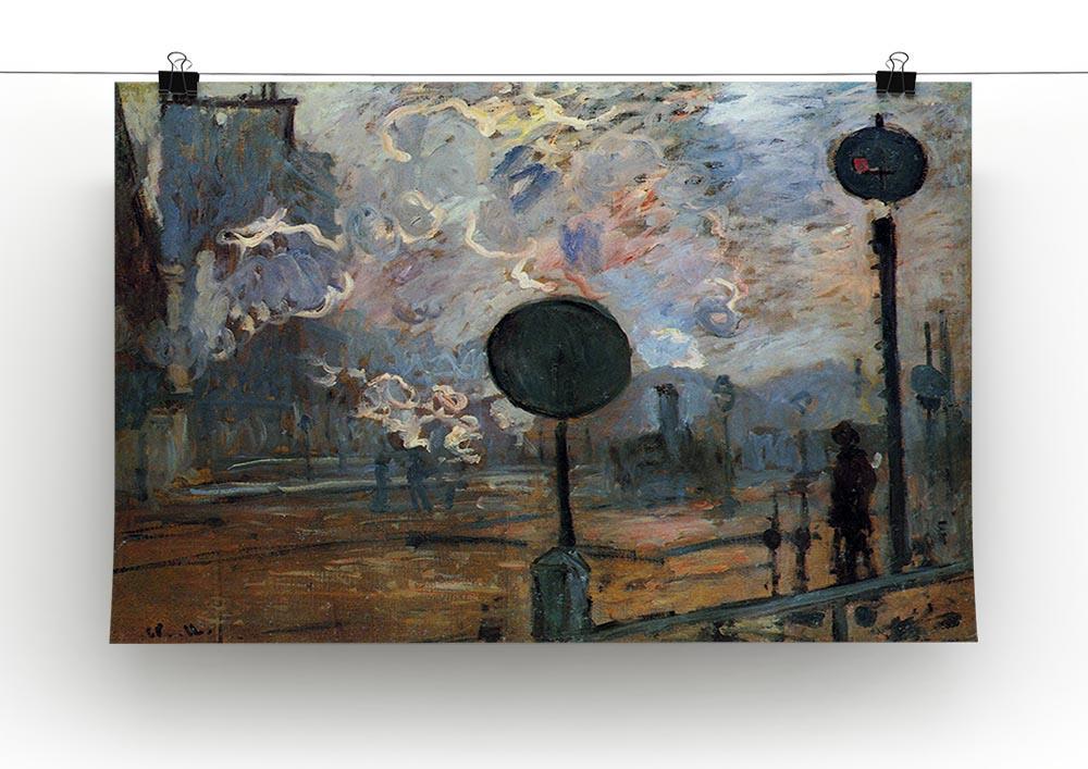 Outside the station Saint Lazare The signal by Monet Canvas Print & Poster - Canvas Art Rocks - 2