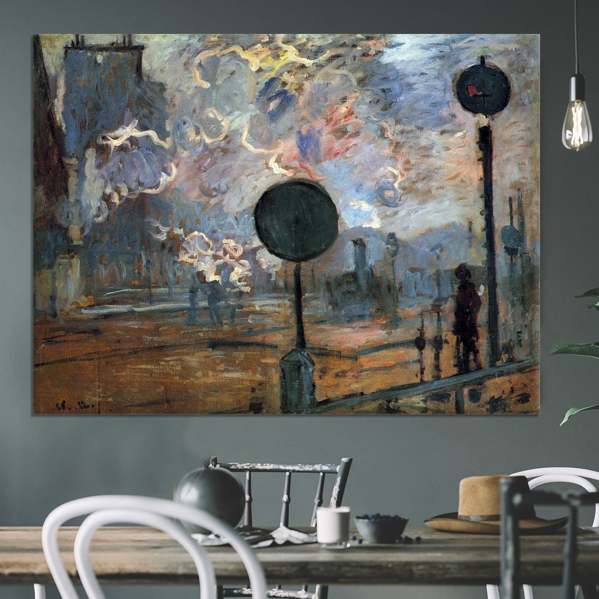 Outside the station Saint Lazare The signal by Monet Canvas Print or Poster