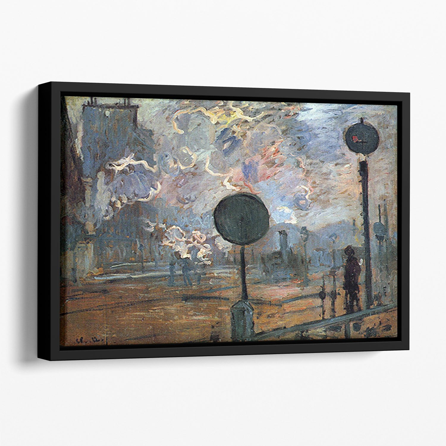 Outside the station Saint Lazare The signal by Monet Floating Framed Canvas