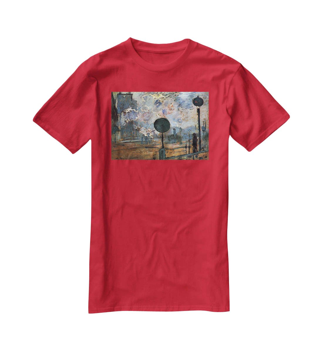 Outside the station Saint Lazare The signal by Monet T-Shirt - Canvas Art Rocks - 4