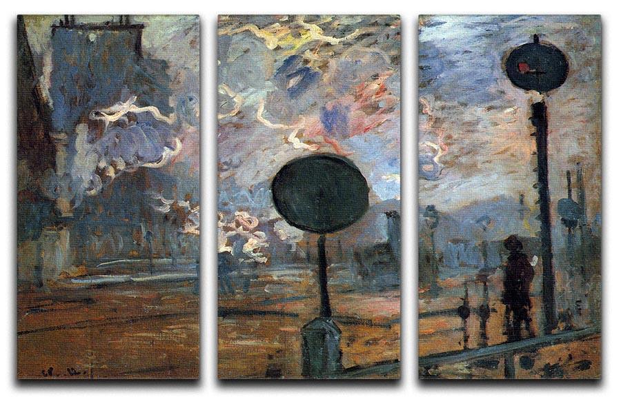 Outside the station Saint Lazare The signal by Monet Split Panel Canvas Print - Canvas Art Rocks - 4