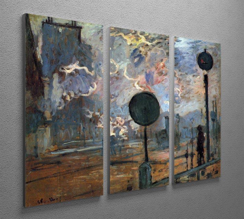 Outside the station Saint Lazare The signal by Monet Split Panel Canvas Print - Canvas Art Rocks - 4