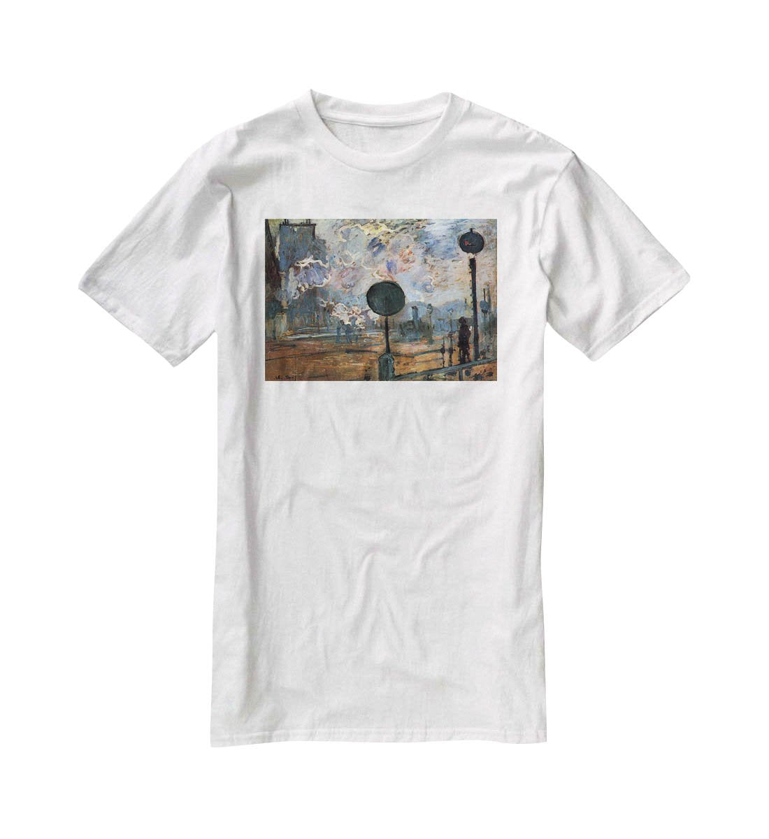 Outside the station Saint Lazare The signal by Monet T-Shirt - Canvas Art Rocks - 5