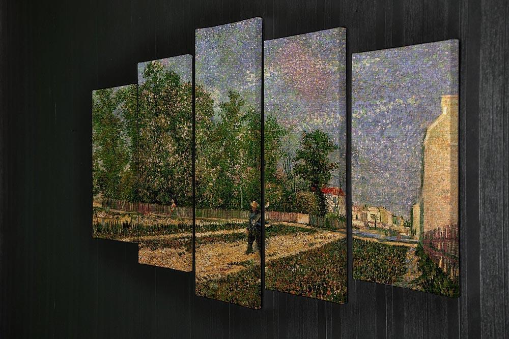 Outskirts of Paris Road with Peasant Shouldering a Spade by Van Gogh 5 Split Panel Canvas - Canvas Art Rocks - 2