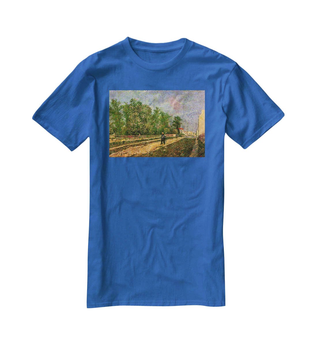 Outskirts of Paris Road with Peasant Shouldering a Spade by Van Gogh T-Shirt - Canvas Art Rocks - 2