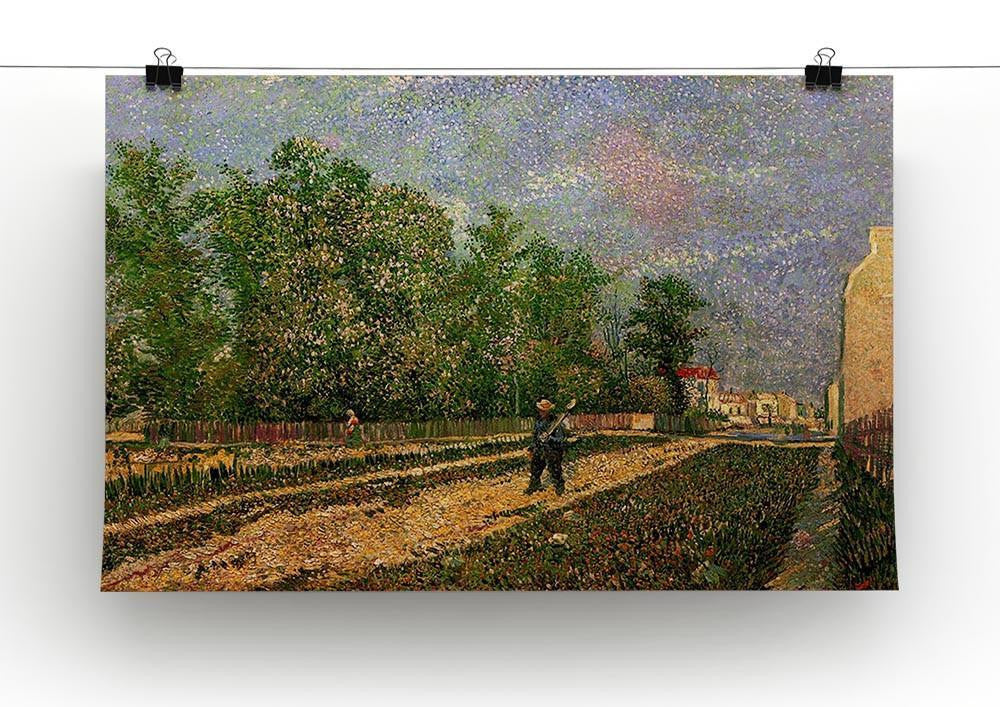 Outskirts of Paris Road with Peasant Shouldering a Spade by Van Gogh Canvas Print & Poster - Canvas Art Rocks - 2