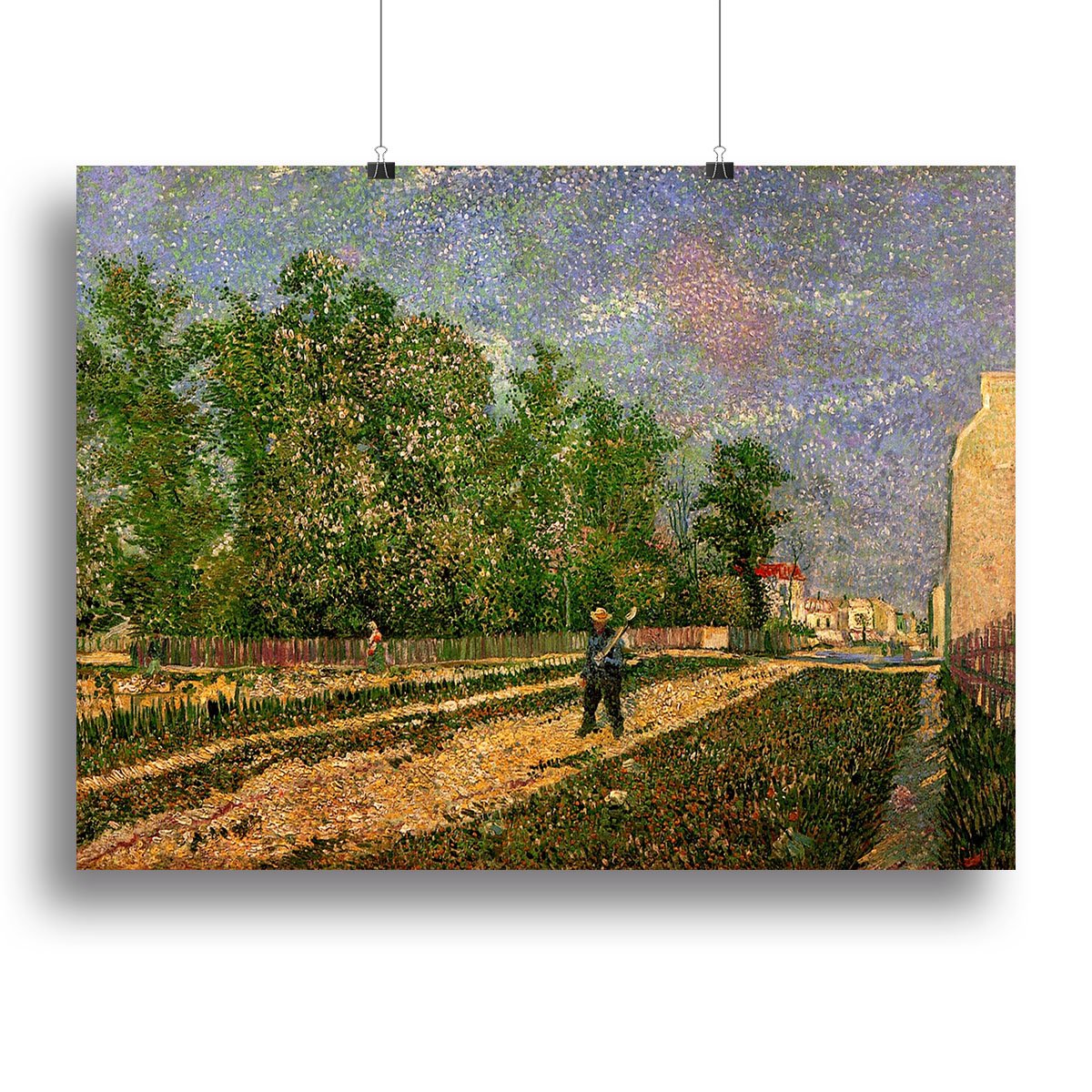 Outskirts of Paris Road with Peasant Shouldering a Spade by Van Gogh Canvas Print or Poster