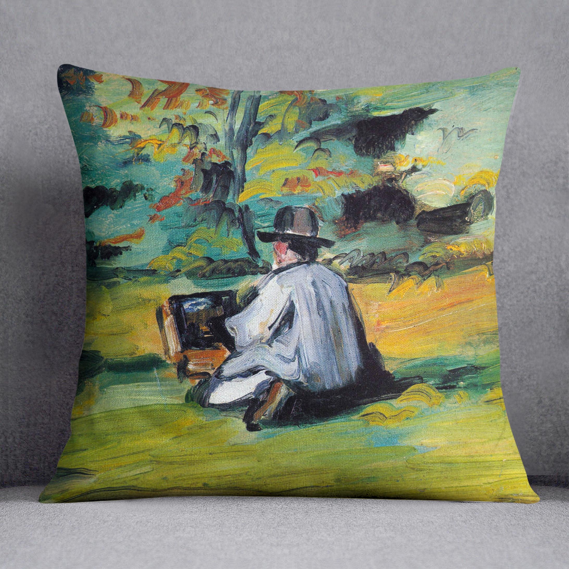 Painter at Work by Cezanne Cushion - Canvas Art Rocks - 1