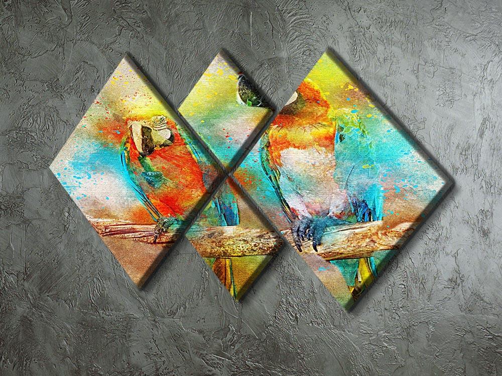 Pair Of Parrots 4 Square Multi Panel Canvas - Canvas Art Rocks - 2