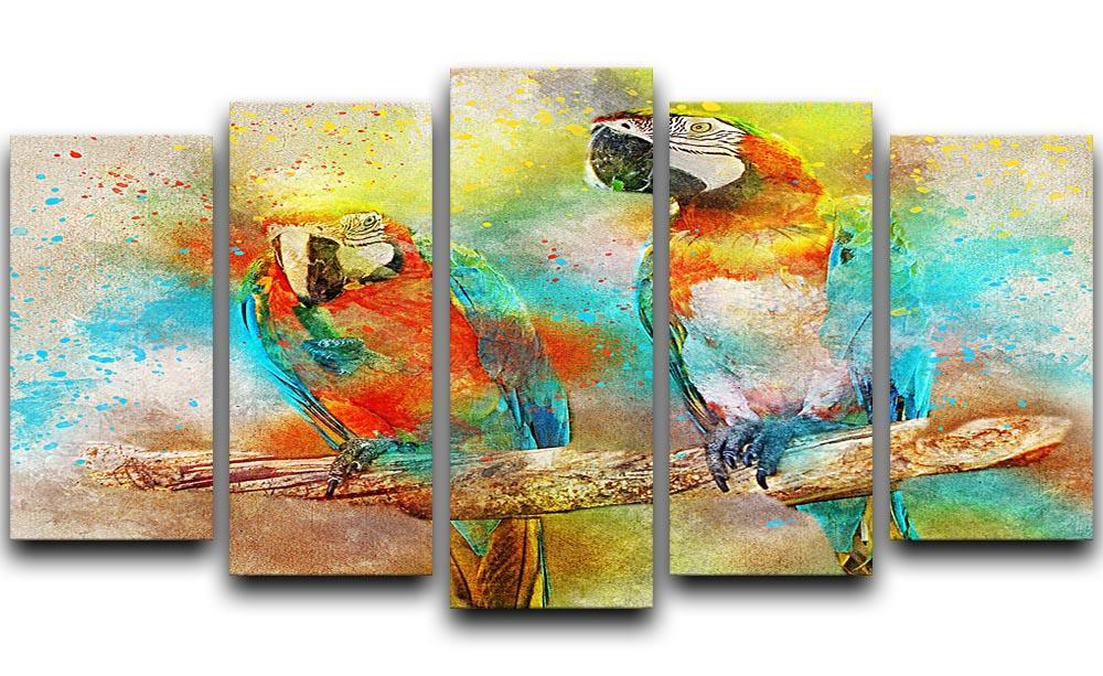 Pair Of Parrots 5 Split Panel Canvas  - Canvas Art Rocks - 1