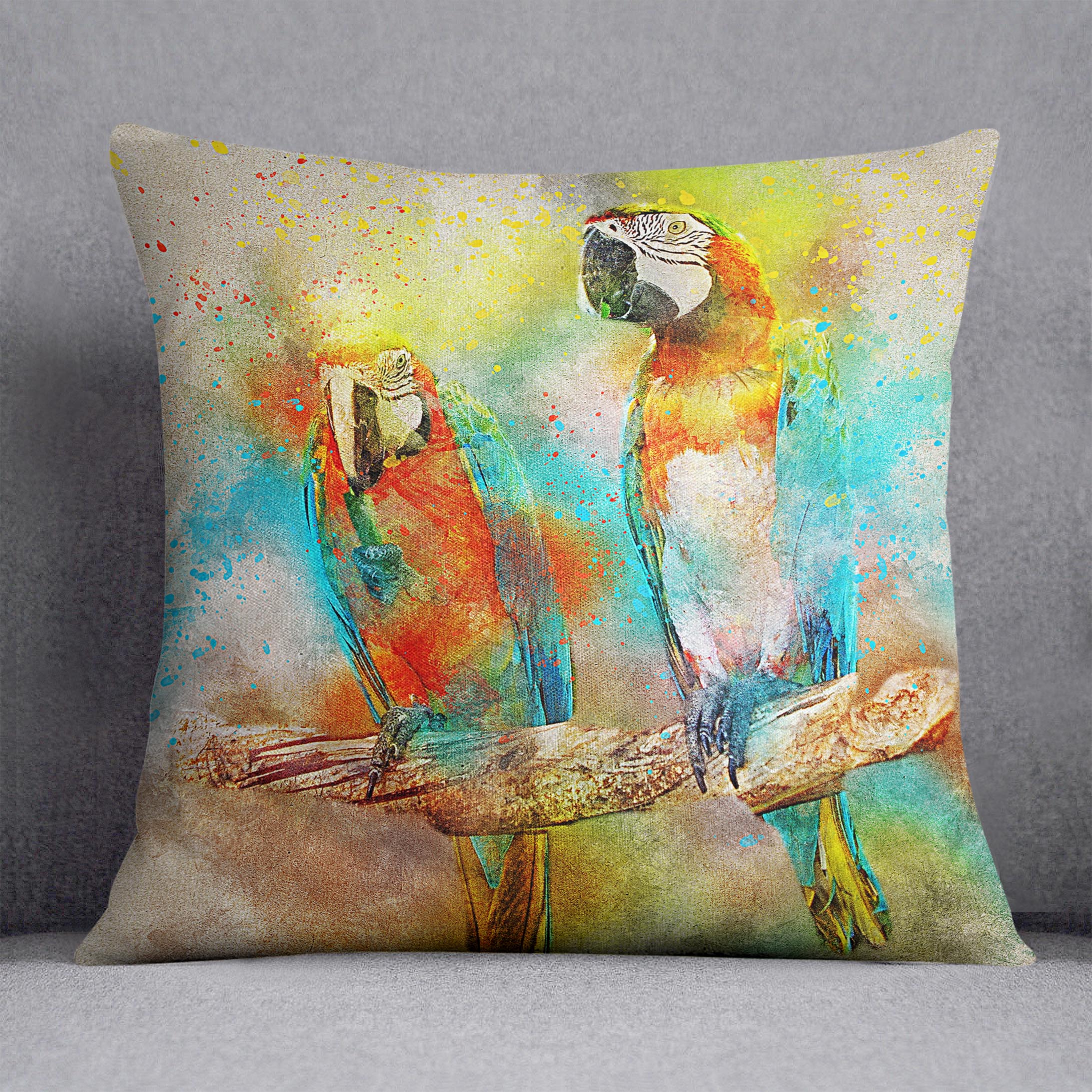 Pair Of Parrots Cushion