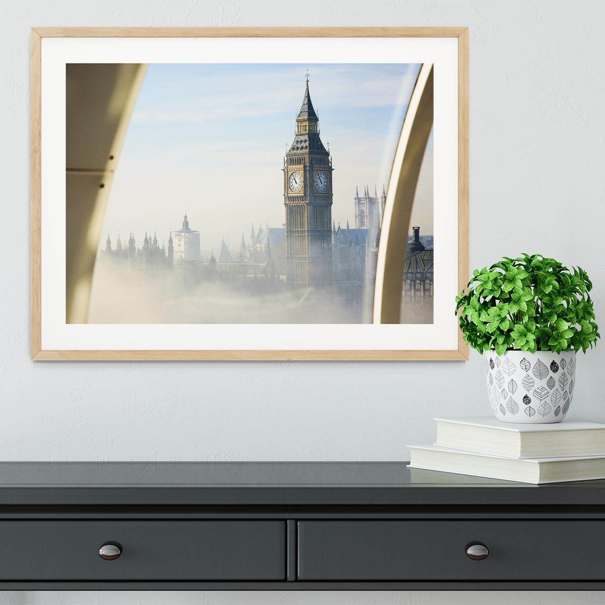 Palace of Westminster in fog Framed Print - Canvas Art Rocks - 3