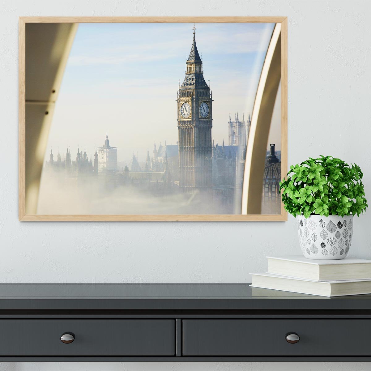Palace of Westminster in fog Framed Print - Canvas Art Rocks - 4
