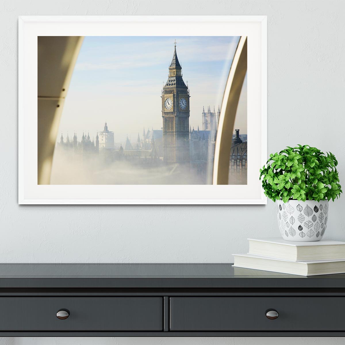 Palace of Westminster in fog Framed Print - Canvas Art Rocks - 5