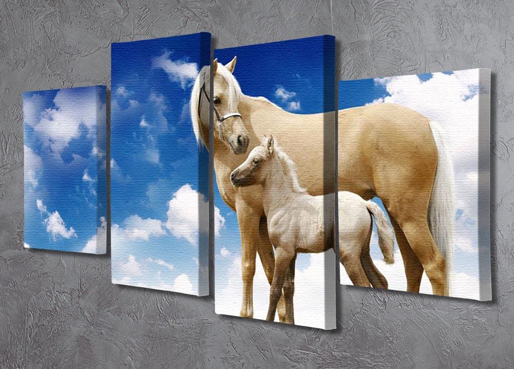 Palomino horses on grey gradient 4 Split Panel Canvas - Canvas Art Rocks - 2