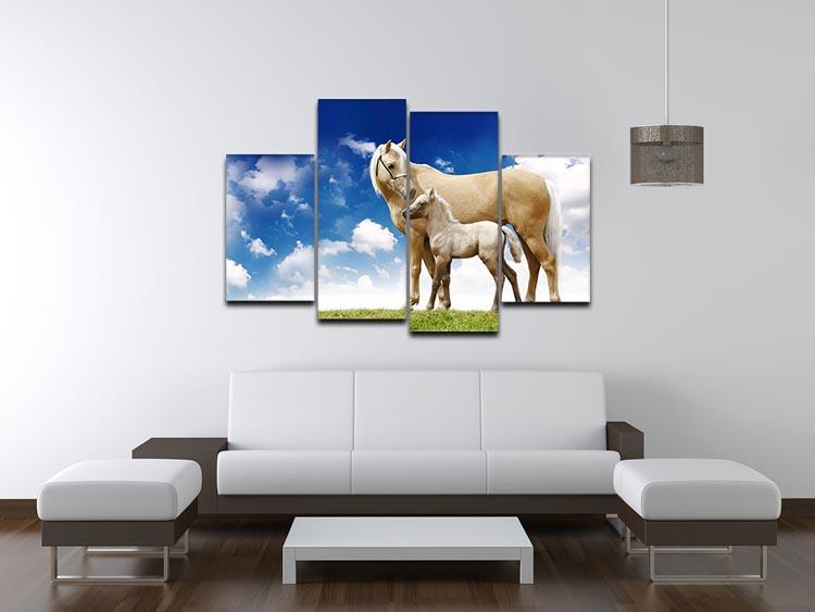 Palomino horses on grey gradient 4 Split Panel Canvas - Canvas Art Rocks - 3