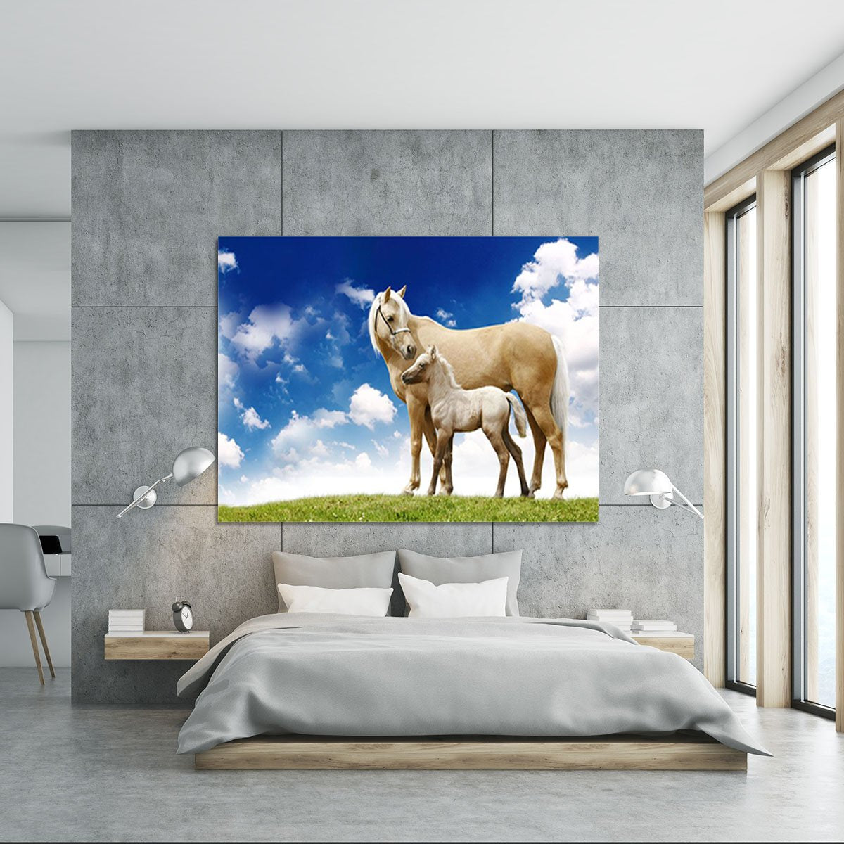 Palomino horses on grey gradient Canvas Print or Poster