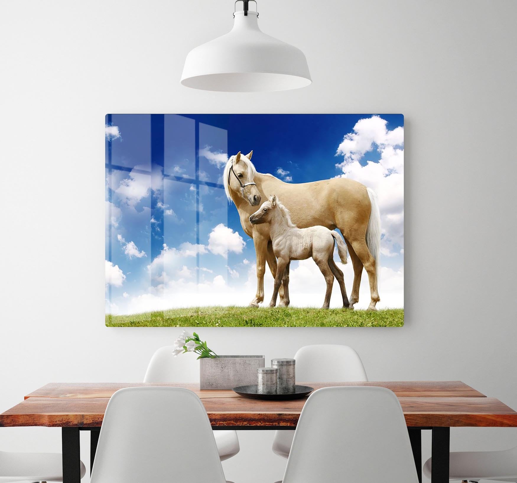 Palomino horses on grey gradient HD Metal Print - Canvas Art Rocks - 2