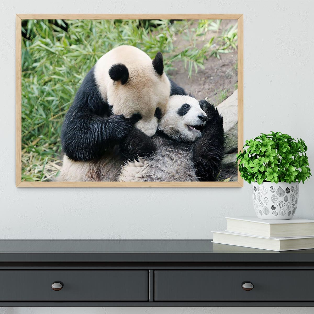 Panda bear and her cub Framed Print - Canvas Art Rocks - 4