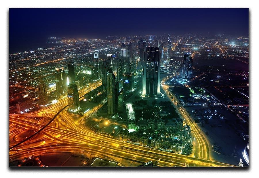 Panorama Dubai city at night Canvas Print or Poster  - Canvas Art Rocks - 1