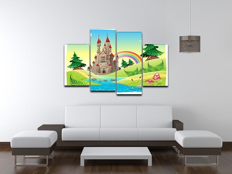 Panorama with castle 4 Split Panel Canvas - Canvas Art Rocks - 3