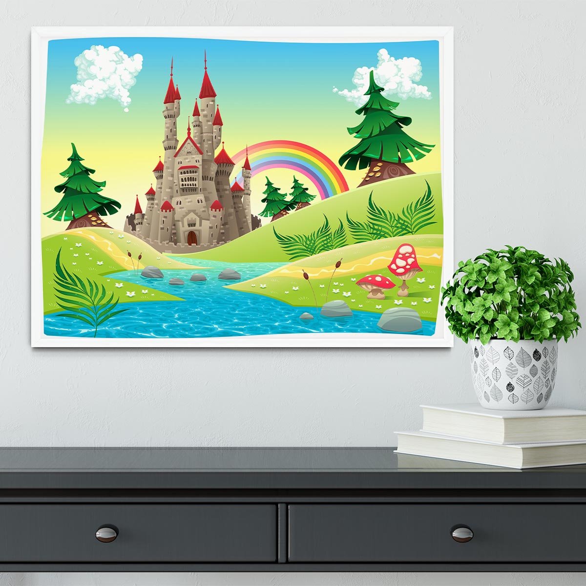Panorama with castle Framed Print - Canvas Art Rocks -6