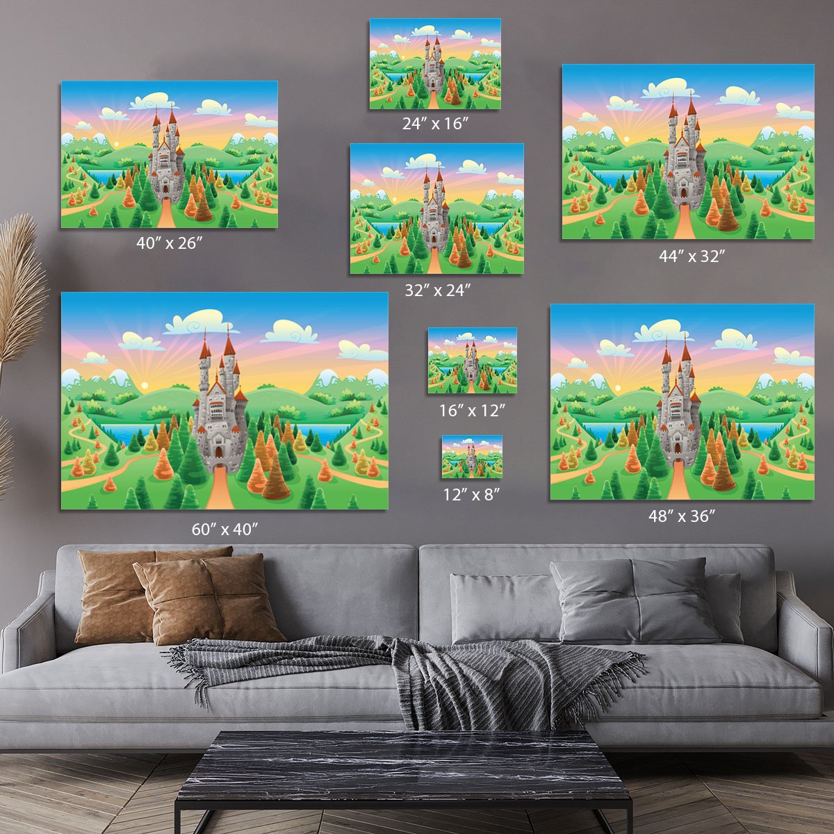Panorama with medieval castle Canvas Print or Poster