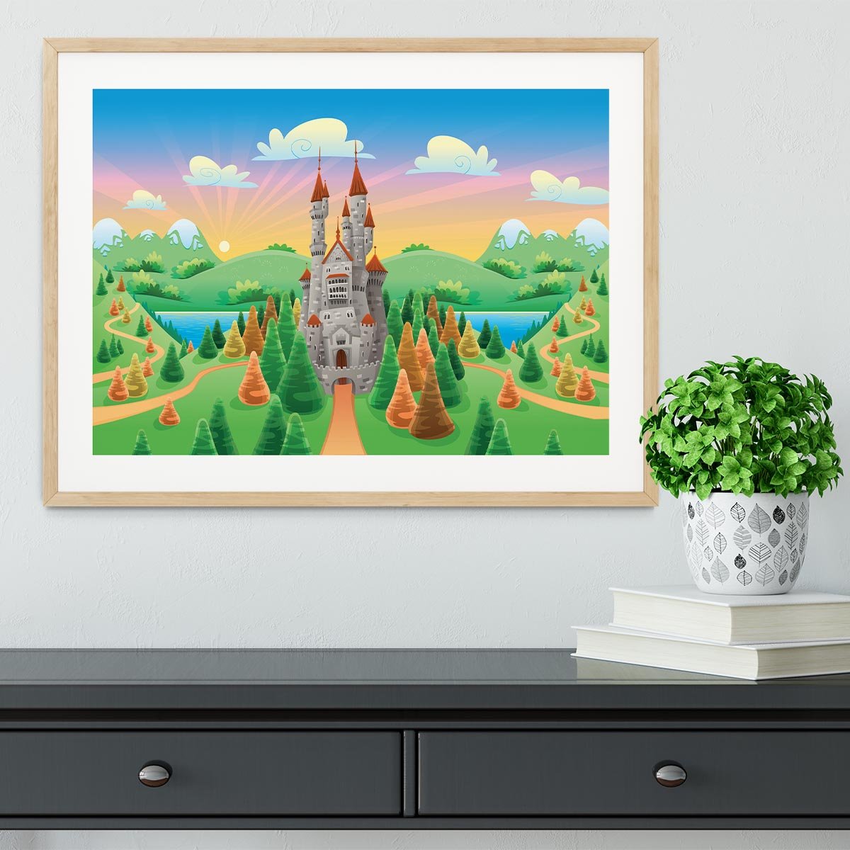 Panorama with medieval castle Framed Print - Canvas Art Rocks - 3