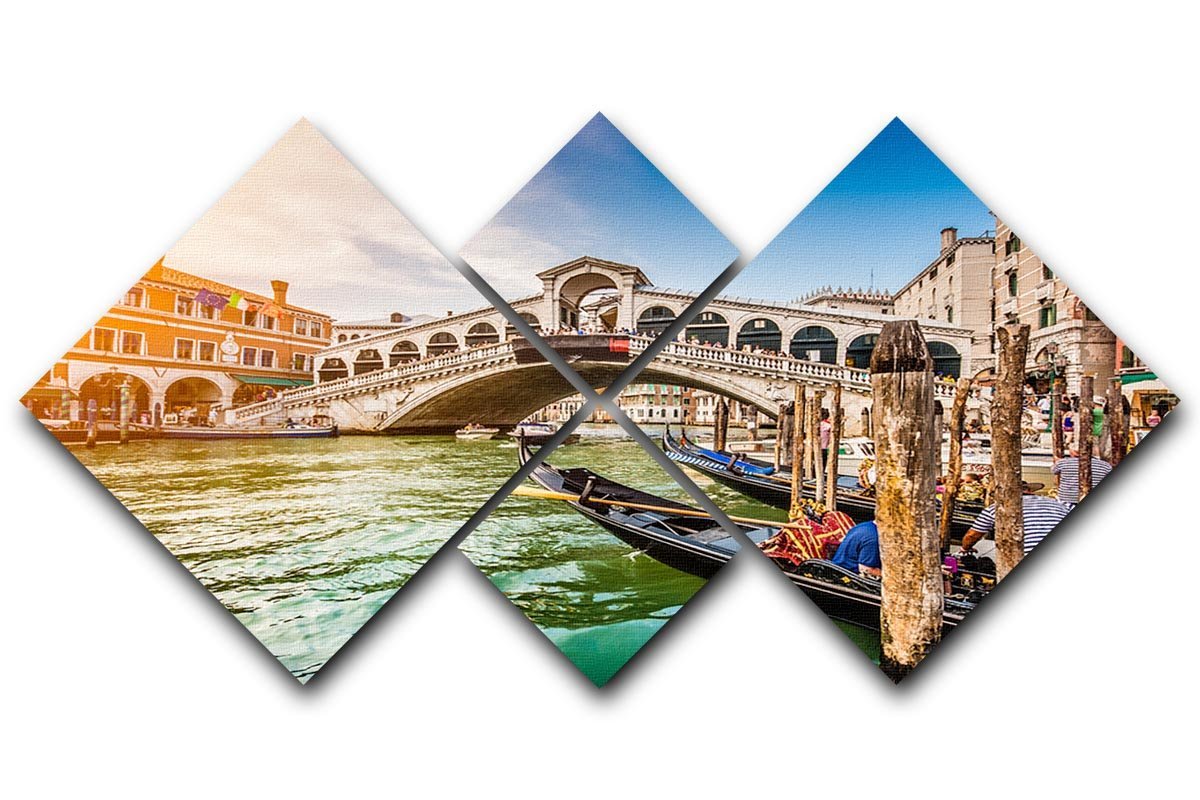 Panoramic view of Canal Grande 4 Square Multi Panel Canvas  - Canvas Art Rocks - 1