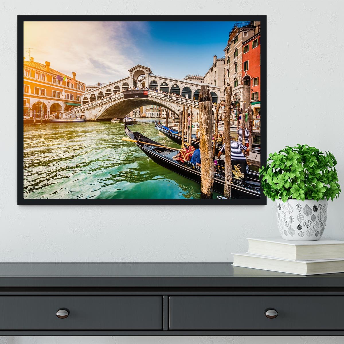 Panoramic view of Canal Grande Framed Print - Canvas Art Rocks - 2