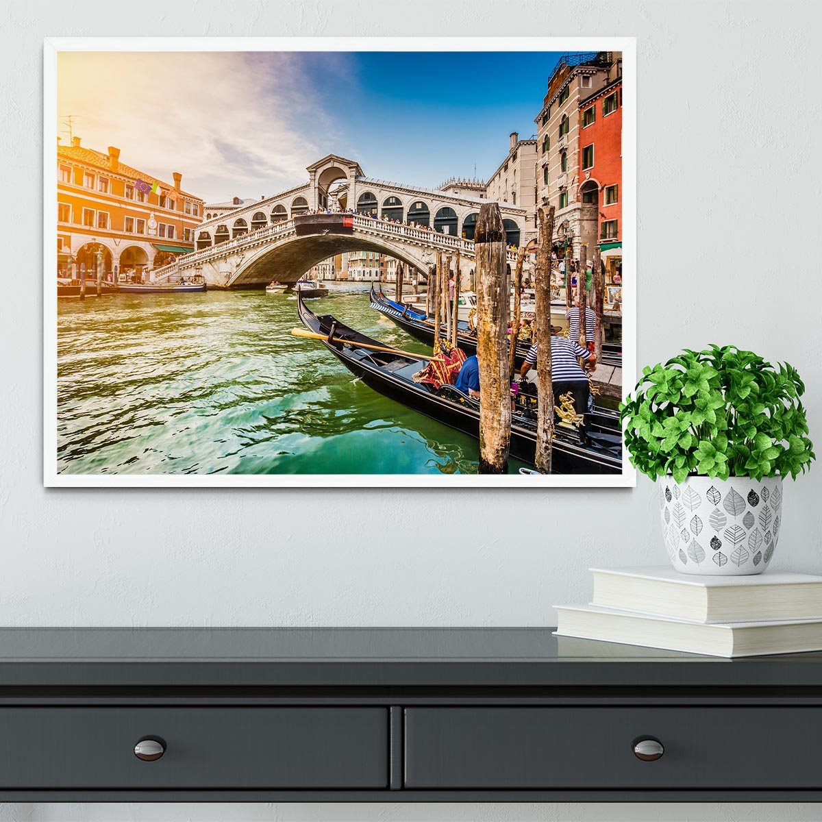 Panoramic view of Canal Grande Framed Print - Canvas Art Rocks -6