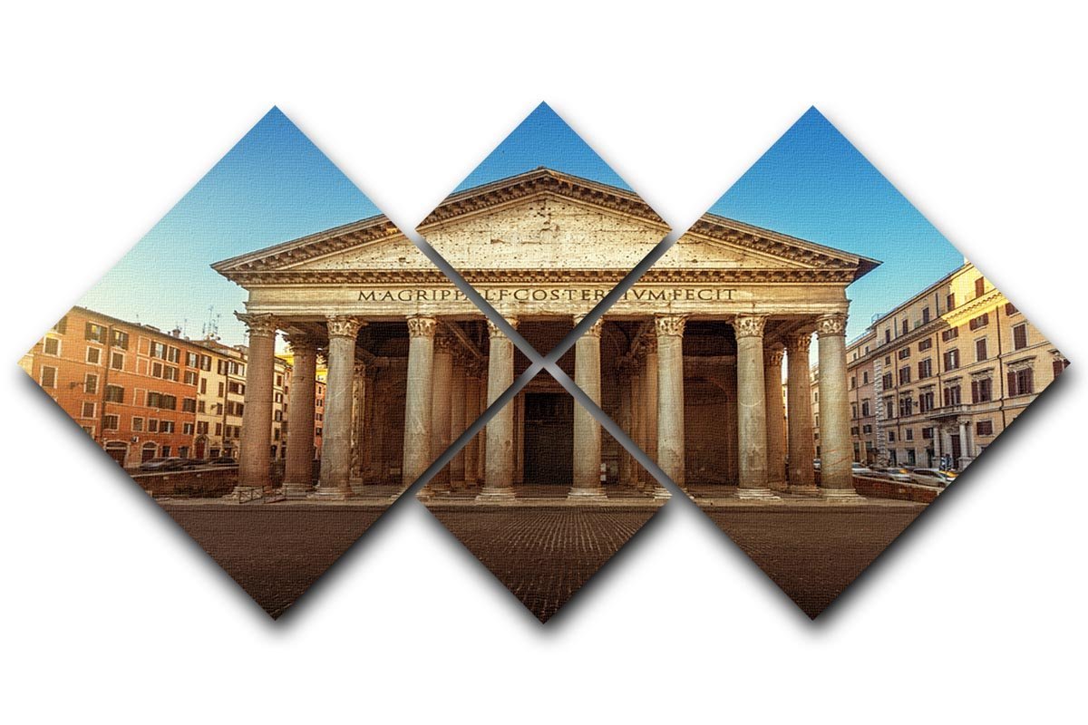 Pantheon in Rome 4 Square Multi Panel Canvas  - Canvas Art Rocks - 1