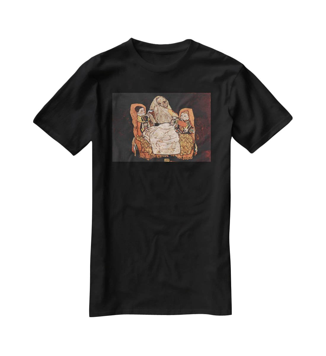 Parent with two children the mother by Egon Schiele T-Shirt - Canvas Art Rocks - 1
