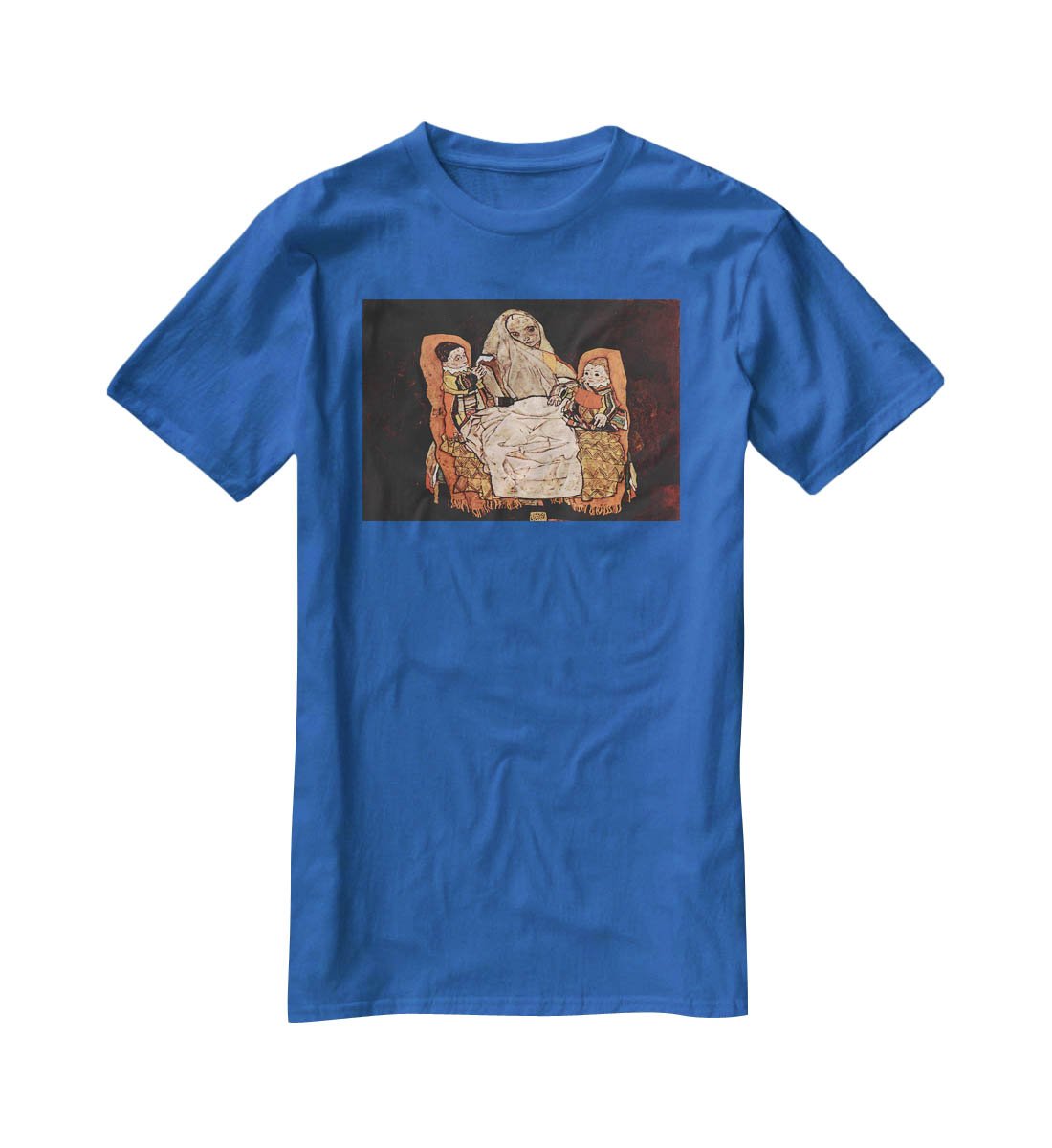 Parent with two children the mother by Egon Schiele T-Shirt - Canvas Art Rocks - 2