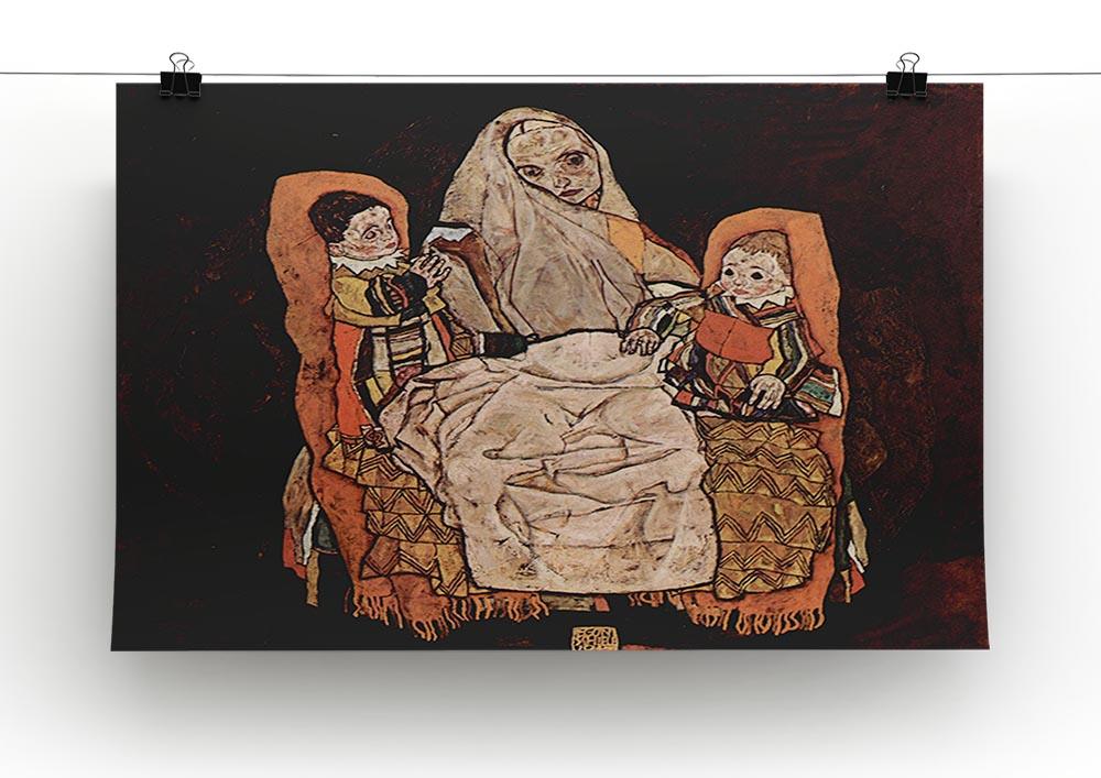 Parent with two children the mother by Egon Schiele Canvas Print or Poster - Canvas Art Rocks - 2
