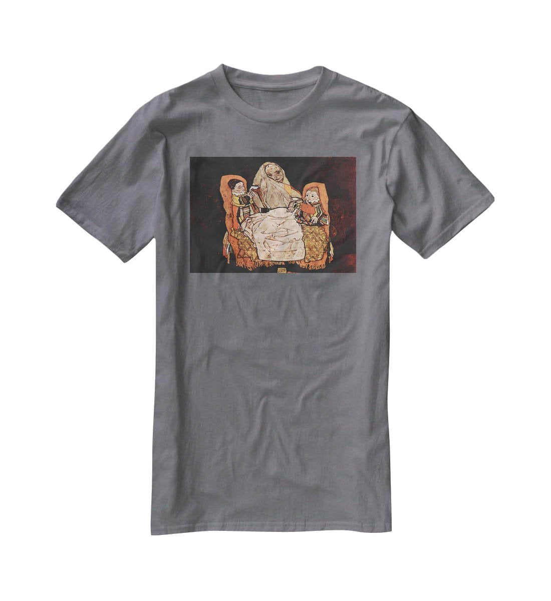 Parent with two children the mother by Egon Schiele T-Shirt - Canvas Art Rocks - 3