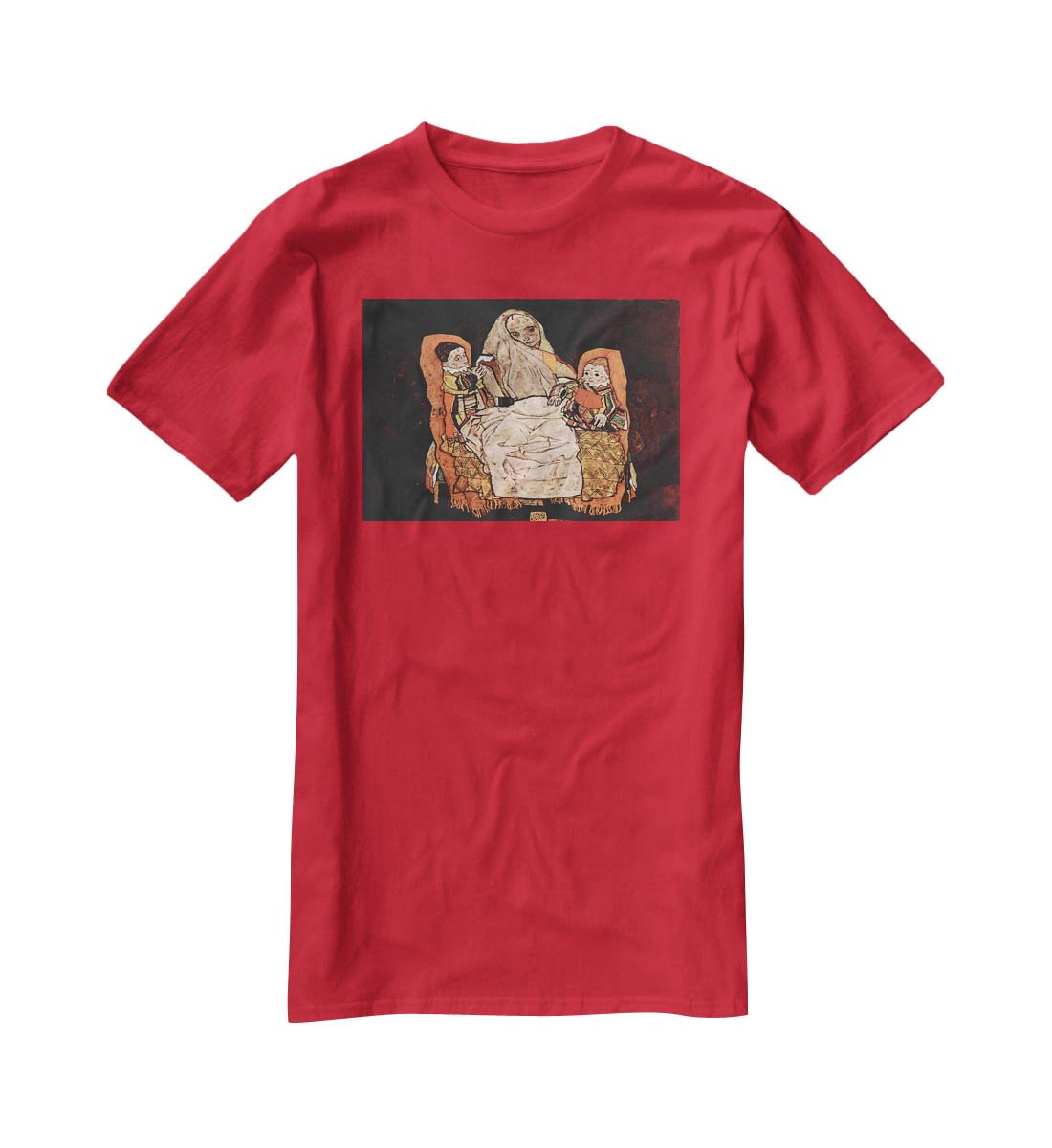 Parent with two children the mother by Egon Schiele T-Shirt - Canvas Art Rocks - 4