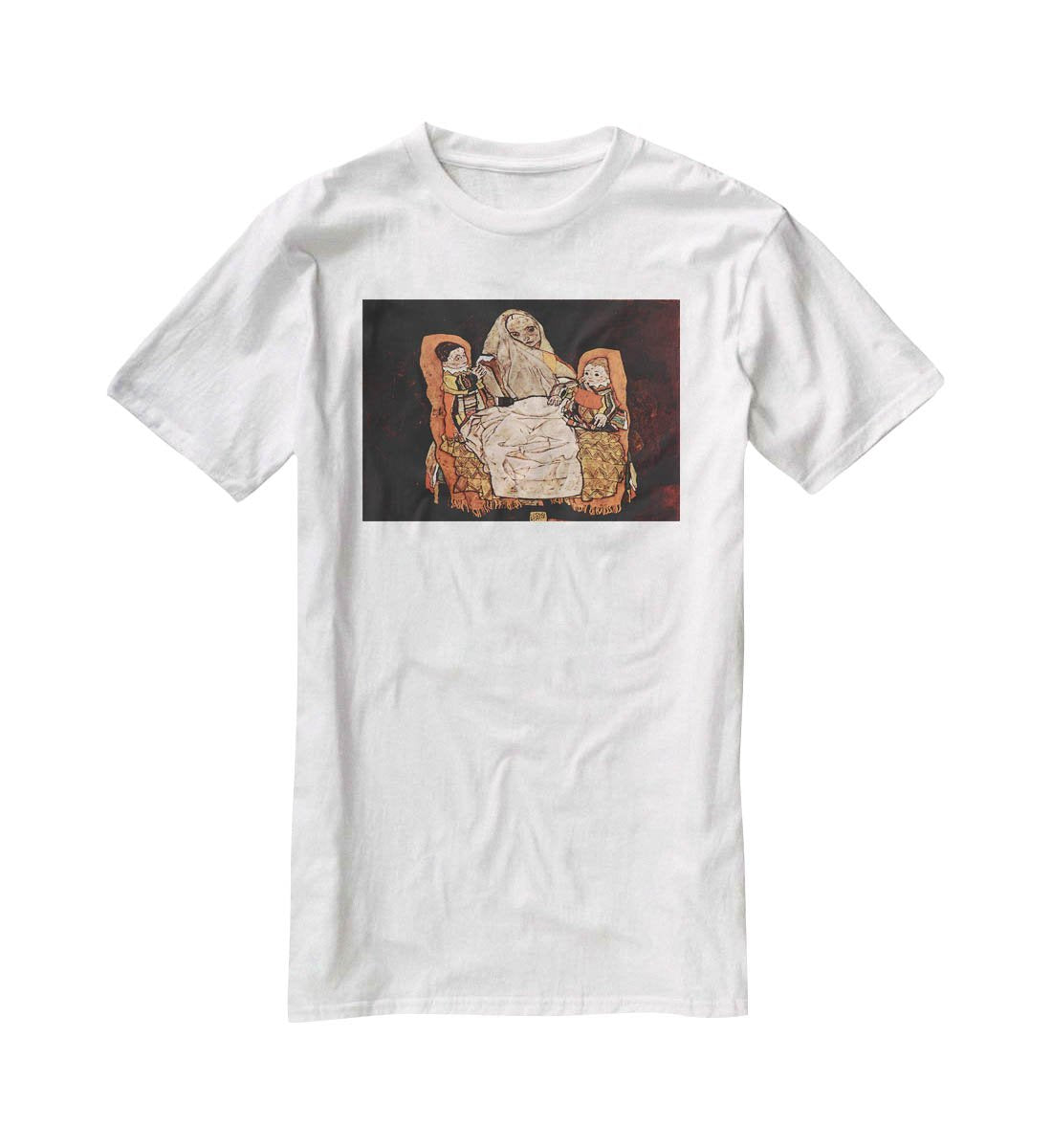 Parent with two children the mother by Egon Schiele T-Shirt - Canvas Art Rocks - 5