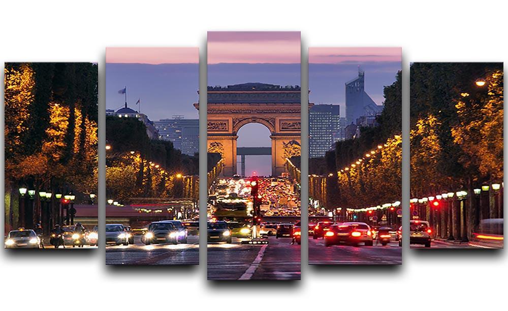 Paris Champs Elysees at night 5 Split Panel Canvas  - Canvas Art Rocks - 1