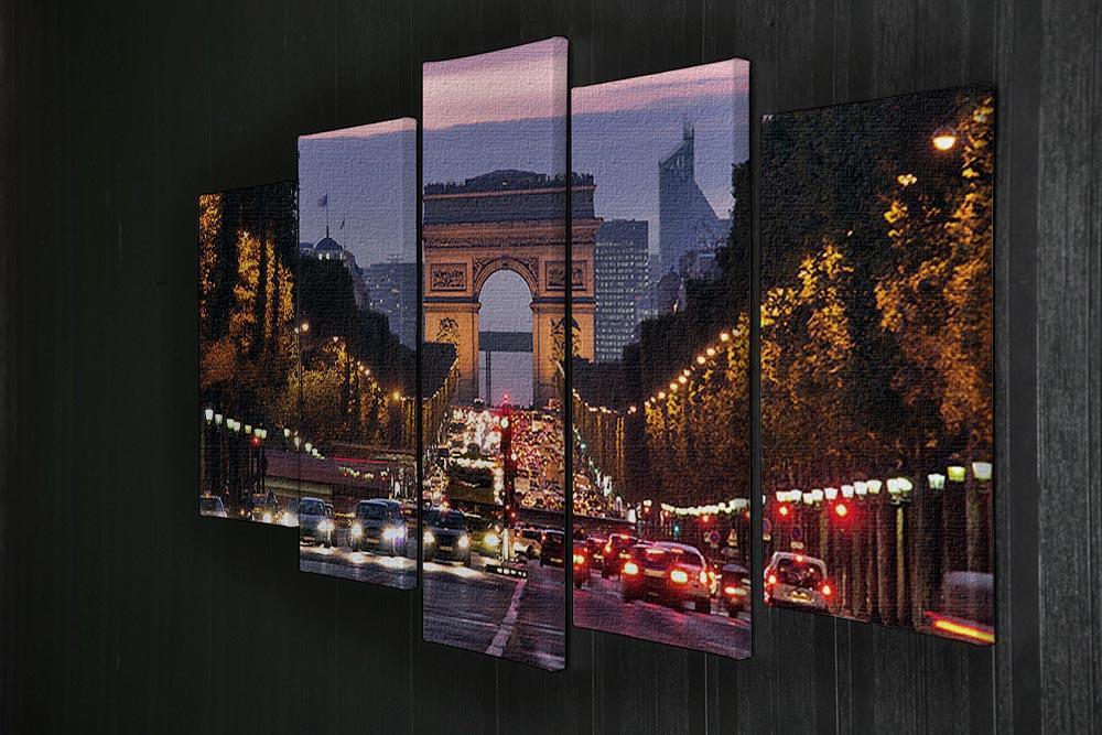 Paris Champs Elysees at night 5 Split Panel Canvas  - Canvas Art Rocks - 2