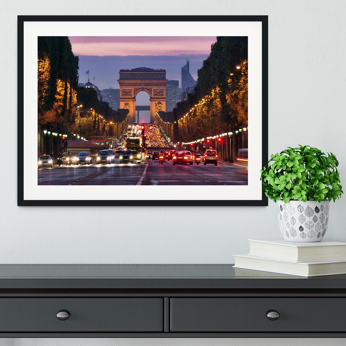 Paris Champs Elysees at night Framed Print - Canvas Art Rocks - 1