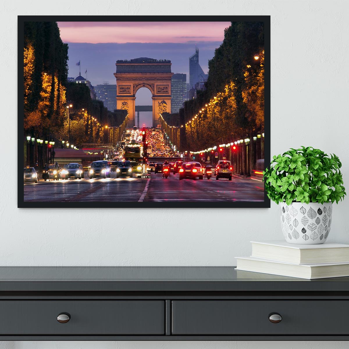 Paris Champs Elysees at night Framed Print - Canvas Art Rocks - 2