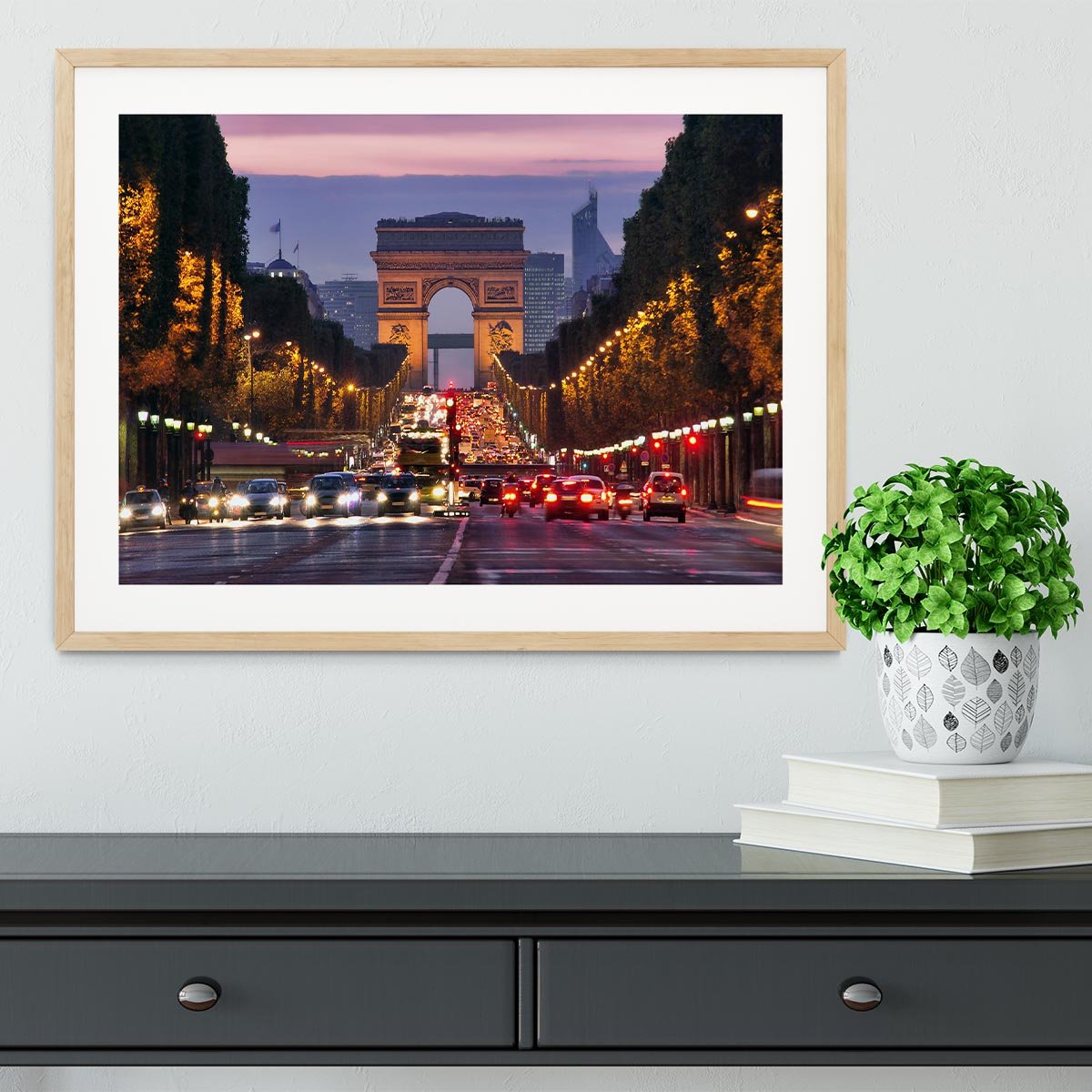 Paris Champs Elysees at night Framed Print - Canvas Art Rocks - 3