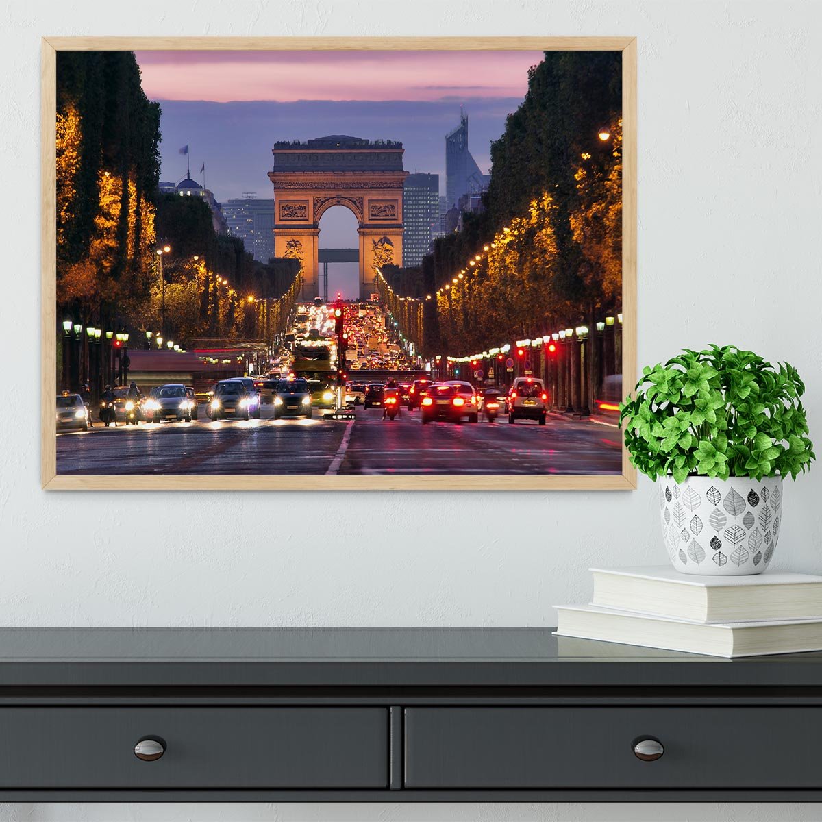Paris Champs Elysees at night Framed Print - Canvas Art Rocks - 4